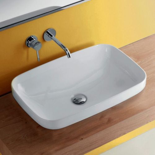 Раковина из сантехнического фарфора Kerasan Tribeca 514301 60х40 накладная цвет белый без отверстий под смеситель