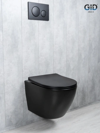 Унитаз подвесной Gid Tornado 62261Y черный с сиденьем микролифт безободковый смыв торнадо