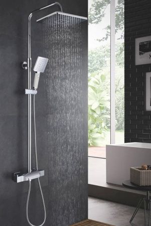 Душевая стойка Rose R3736 настенная цвет хром с термостатом