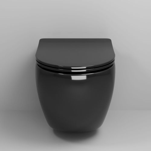 Унитаз подвесной Grossman Color GR-4411blackS черный с сиденьем микролифт безободковый каскадный смыв - фото 3