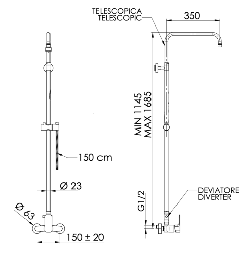 Душевая стойка Daniel Tiara TA636ASSDDVCR настенная цвет хром - фото 2