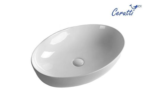 Раковина из сантехнического фарфора Cerutti SPA CR8023 60х40 накладная цвет белый без отверстий под смеситель - фото 2