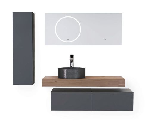 Тумба под раковину Jorno MODULARE Mdlr.01.100/P/A/JR 100х50 подвесная цвет черный - фото 2