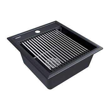 Кухонная мойка + коландер Paulmark PM114651-BLM+R375-BS 45х50 цвет черный