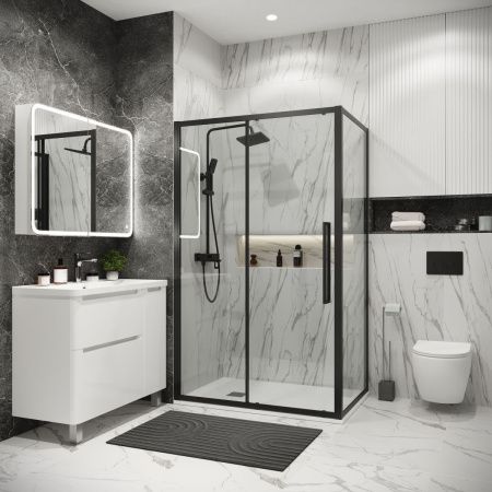 Душевой уголок Grossman Cosmo 120.K33.02.1280.21.00 120х80 стекло прозрачное профиль черный без поддона