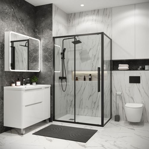 Душевая перегородка Grossman Cosmo 200.K33.02.70.21.00 70х195 стекло прозрачное профиль черный - фото 3