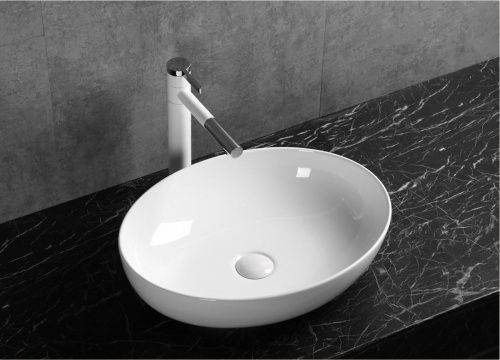 Раковина из сантехнического фарфора Cerutti SPA CR0019 50х40 накладная цвет белый без отверстий под смеситель