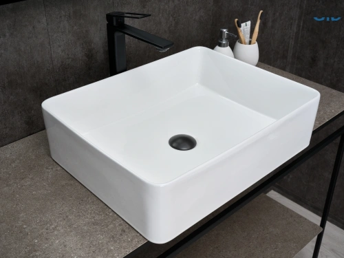 Раковина керамическая Gid Geométrico 51236 50х40 накладная цвет белый без отверстий под смеситель - фото 3