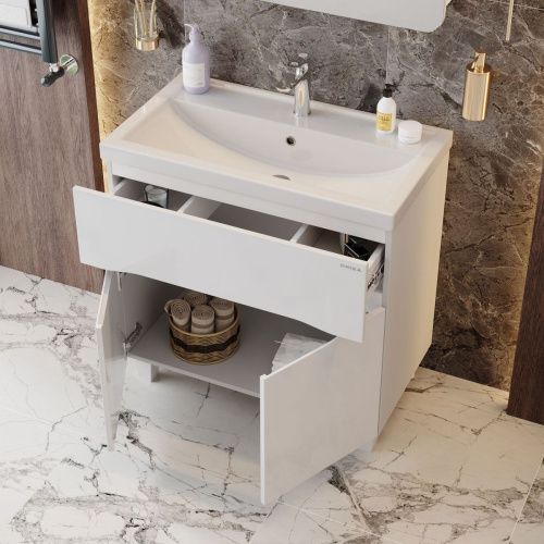 Тумба под раковину Onika Стрим 108059 80х40 напольная цвет белый - фото 4