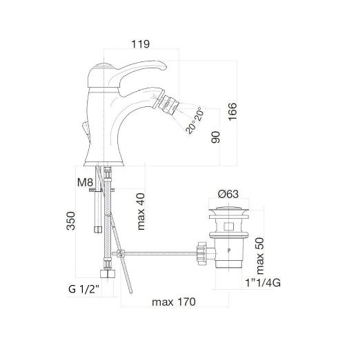 Смеситель Webert Aurora AU840102010 на биде золото - фото 3