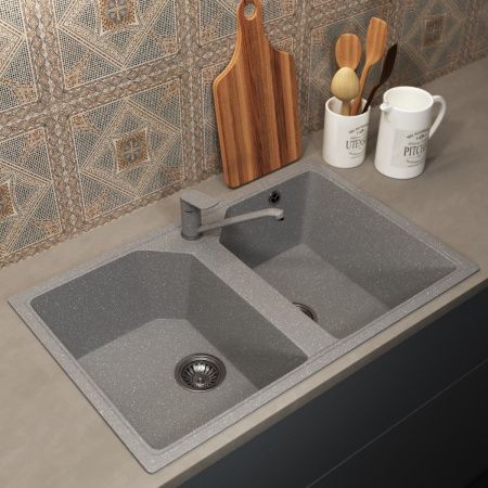 Кухонная мойка Uperwood ECON UPD-402 4010202114 75х50 цвет серый поверхность матовая