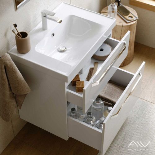 Тумба с раковиной Alavann Paris ALV0987000 80х50 подвесная цвет белый - фото 3