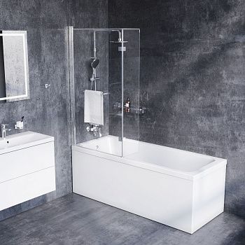 Душевая шторка на ванну Damixa Skyline DX35WBS-D7W1-150MT 80х140 стекло прозрачное профиль хром ориентация универсальная