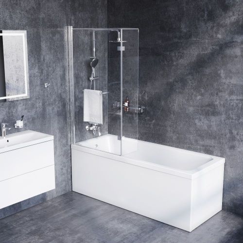 Душевая шторка на ванну Damixa Skyline DX35WBS-D7W1-150MT 80х140 стекло прозрачное профиль хром ориентация универсальная