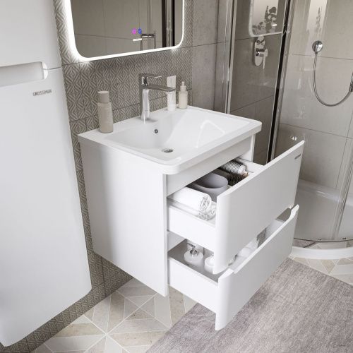 Тумба под раковину Grossman Адель 106038 60х40 подвесная цвет белый - фото 4