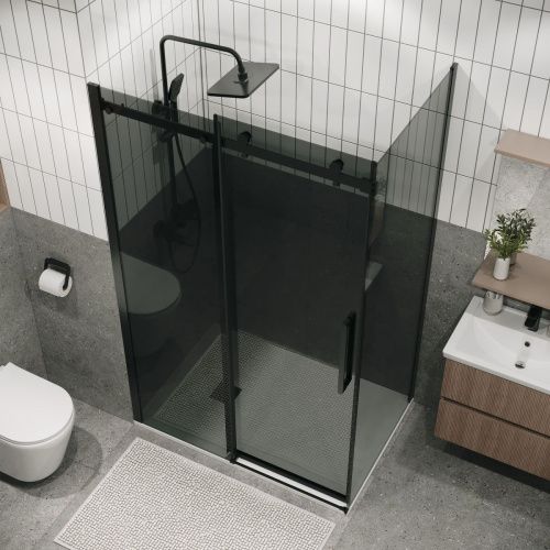 Душевая перегородка Grossman Classic 200.K33.04.90.21.10 90х195 стекло тонированное профиль черный - фото 4