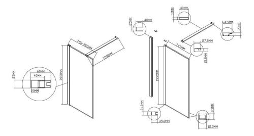 Душевая перегородка Vincea Walk in HS VSW-1HS800CLGM 80х200 стекло прозрачное профиль вороненая сталь - фото 4