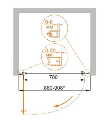 Душевая дверь Cezares ELENA ELENA-W-B-1-90-P-Cr-L 90х195 стекло рифленое профиль хром - фото 3