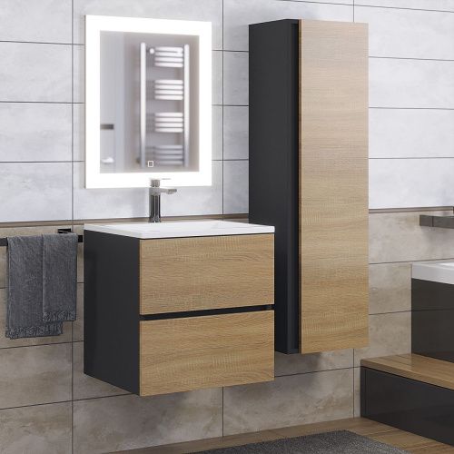 Тумба с раковиной Uperwood Barsa 29830205647 50х50 цвет коричневый/черный - фото 2