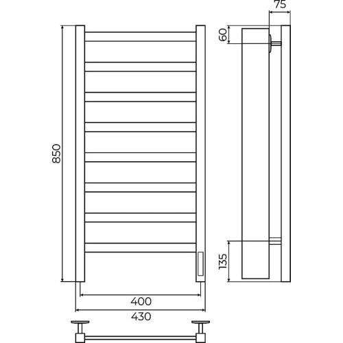 Полотенцесушитель электрический Terminus 4670078554192 45х85 хром - фото 3