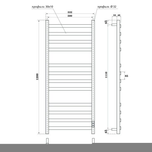 Полотенцесушитель электрический Point Антея PN17852W 55х120 белый - фото 2