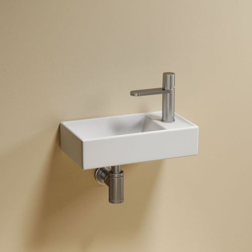 Раковина из сантехнического фарфора Ceramica Nova ELEMENT CN6051LMW 40х20 подвесная цвет белый 1 отверстие под смеситель - фото 2