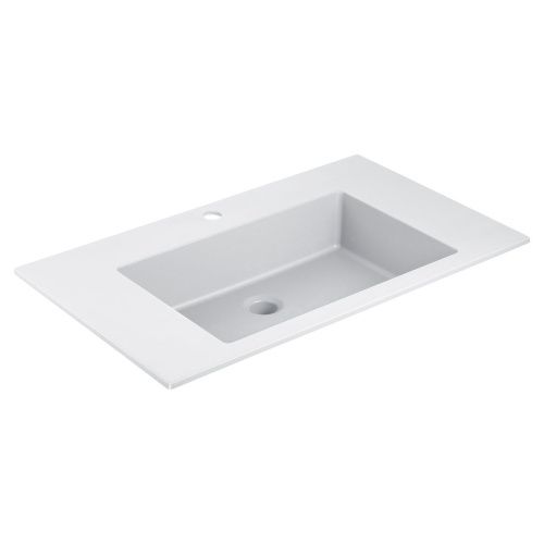 Раковина из искусственного камня Vincea VCB-13800W 80х50 встраиваемая цвет белый 1 отверстие под смеситель - фото 2