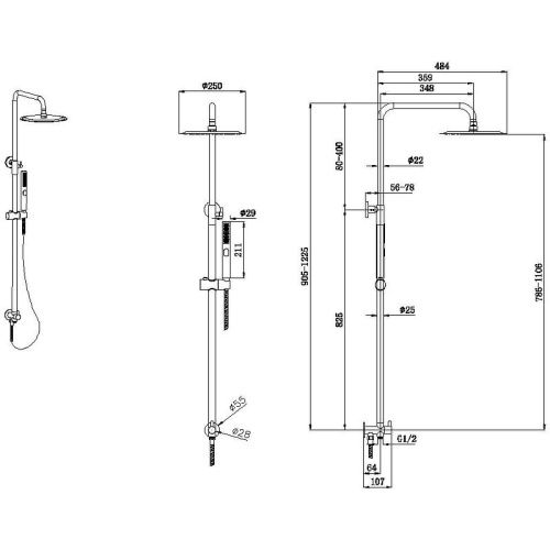 Душевая стойка Allen Brau Priority 5.31031-31 настенная цвет черный - фото 2