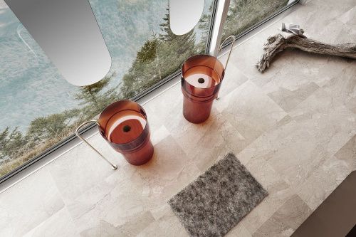 Раковина из полиэфирной смолы Abber KRISTALL AT2701Opal-H 50х50 напольная цвет коричневый без отверстий под смеситель - фото 2