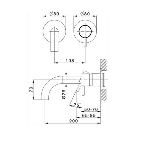 Смеситель для раковины Cisal Less LN00551D21 встраиваемый в стену хром - фото 2