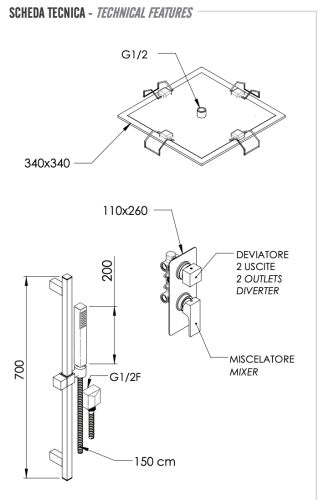Душевая система Remer Absolute AU92S01EFS34 встраиваемая в стену цвет хром - фото 2