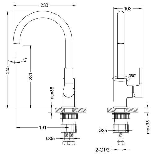 Смеситель для кухни LeMark Aura LM0605C на мойку хром - фото 3