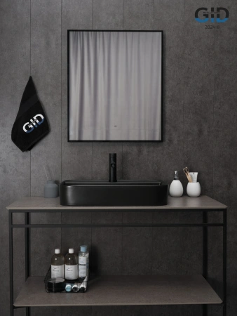 Раковина керамическая Gid Geométrico 53376 60х40 накладная цвет черный 1 отверстие под смеситель