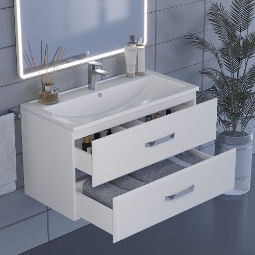 Тумба с раковиной Uperwood Foster 291020532 90х50 цвет белый - фото 4