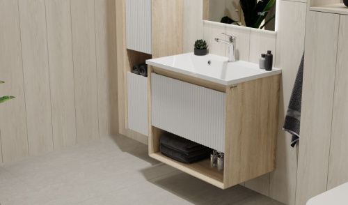 Тумба под раковину Jorno TOSSONY Toss.01.70/P/SS-W/JR 70х40 подвесная цвет белый - фото 2