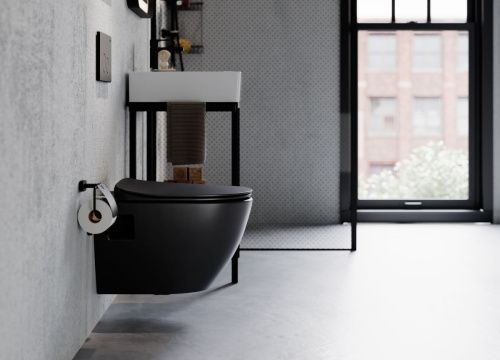 Чаша унитаза подвесная Creavit Free FE320-11SM00E-0000 цвет черный без сиденья душевой смыв - фото 4