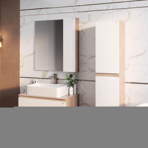 Зеркало-шкаф Onika Алеста 208095 80х80 подвесной цвет белый/бежевый - фото 4