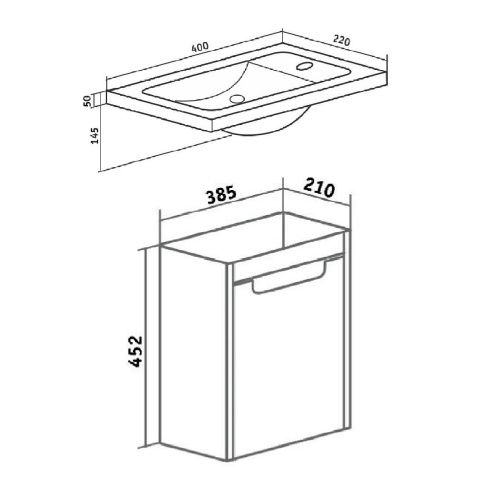 Тумба под раковину Runo МИКРА 00000001078 40х20 подвесная цвет белый - фото 4