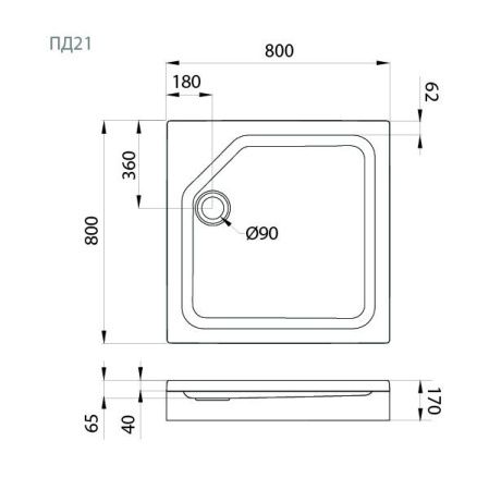 Душевой поддон акриловый Тритон Щ0000038719 80х80 белый с каркасом