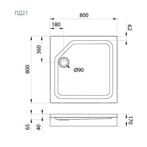 Душевой поддон акриловый Тритон Щ0000038719 80х80 белый с каркасом - фото 2