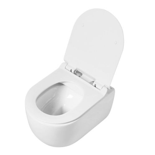 Унитаз подвесной Art&Max Bologna AM211CHR/AM211SC белый с сиденьем микролифт каскадный смыв - фото 5