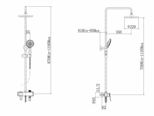Душевая стойка Fashun A2454 настенная цвет хром - фото 3