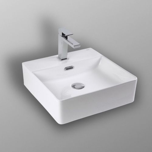 Раковина из сантехнического фарфора Bond Cube S02-420 40х40 накладная цвет белый 1 отверстие под смеситель - фото 5