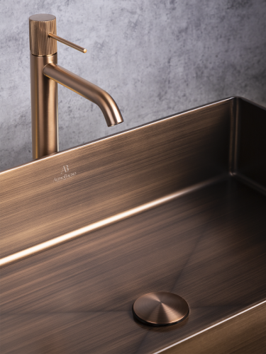 Раковина из нержавеющей стали AltroBagno Solido AltroBagnoSolido001024BrAn 60х40 накладная цвет бронза - фото 4