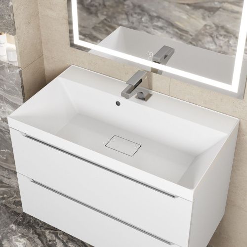 Раковина из литьевого мрамора Uperwood Classic New 291021040 80х45 полувстраиваемая цвет белый - фото 2