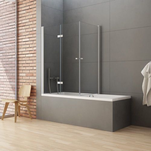 Душевая шторка на ванну New Trendy NEW SOLEO Chrome P-0028/P-0024 100х140 стекло прозрачное профиль хром ориентация левая - фото 2