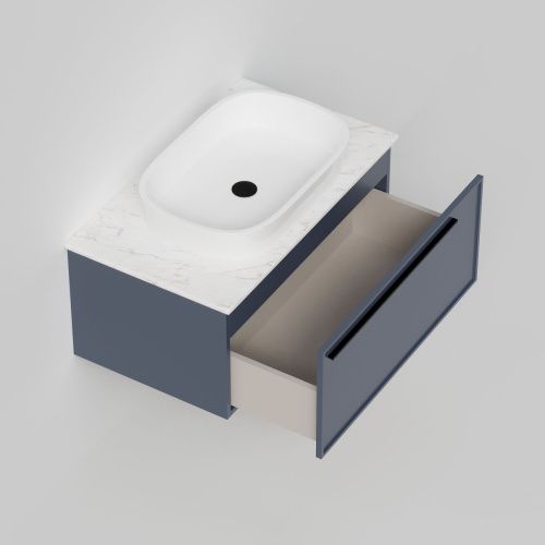 Тумба со столешницей La Fenice ELBA NFNC-01-ELB-BG-80-3-GG 80х50 подвесная цвет синий - фото 2