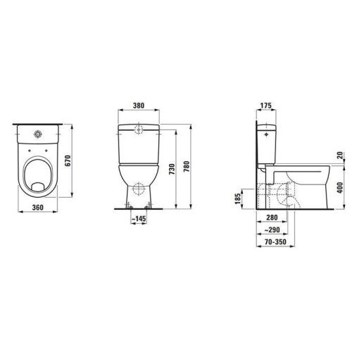 Чаша унитаза напольная Laufen Pro 8.2495.9.000.000.1 цвет белый без сиденья и без бачка душевой смыв - фото 2