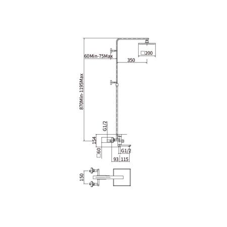 Душевая стойка Fashun A52402 настенная цвет серый