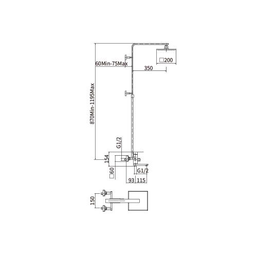 Душевая стойка Fashun A52402 настенная цвет серый - фото 3